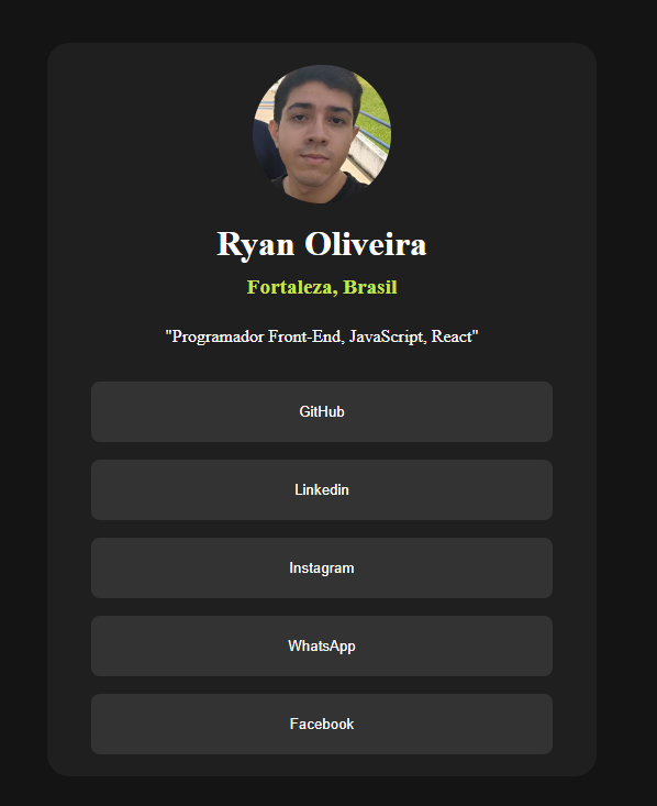 Projeto Link in Bio do programador Ryan Oliveira